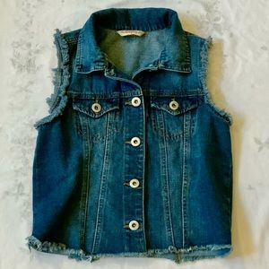 Denim Vest w/ Distressed Cropped Detail by Highway Jeans